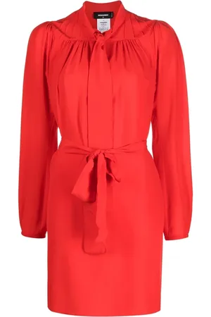 Dsquared2 Robe courte en soie à col lavallière