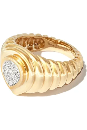 YVONNE LÉON Chevalière en 9 ct sertie de diamants