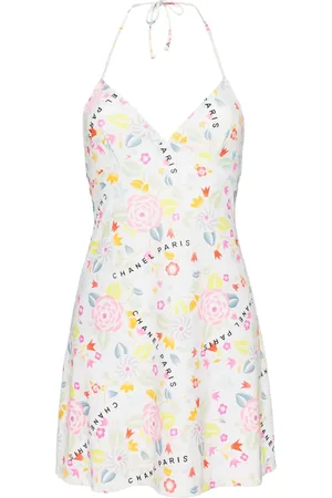 CHANEL Robe courte à imprimé Camellia