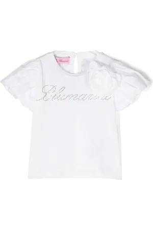 MISS BLUMARINE T-shirt en coton à logo strassé