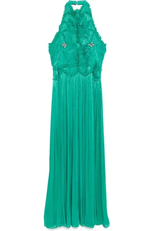 Costarellos Robe longue en Georgette à effet métallisé