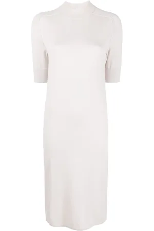 Calvin Klein Robe nervurée laine à coupe mi-longue