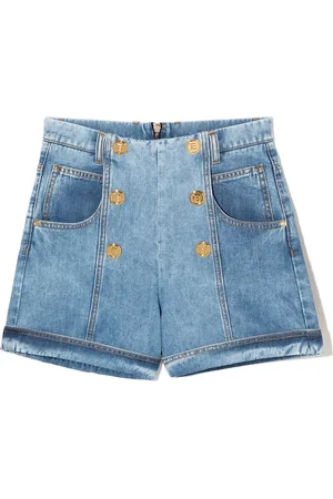 Balmain Short en jean à boutons décoratifs
