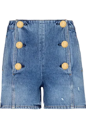 Balmain Short en jean à taille haute