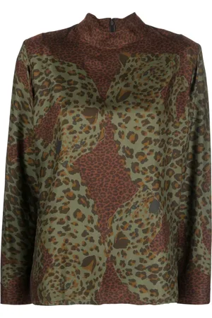 Saint Laurent Blouse à imprimé léopard (années 1980)