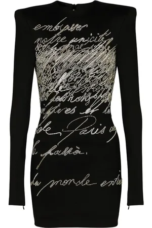 Balmain Robe courte à ornements strassés