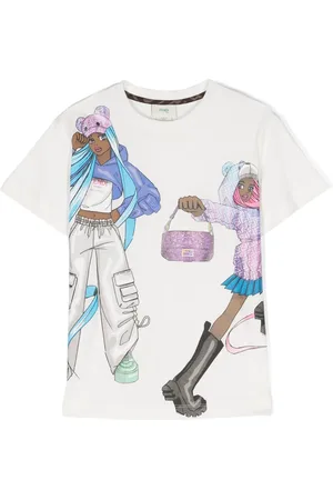 Fendi T-shirt en coton à imprimé manga