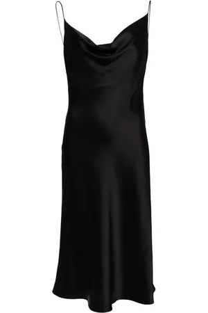 Stella McCartney Robe mi-longue en satin à col bénitier