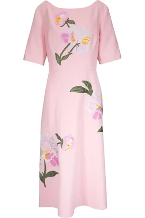 Carolina Herrera Robe mi-longue à fleurs brodées