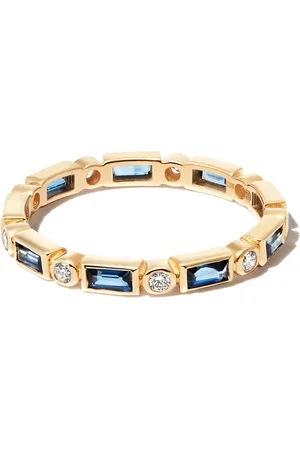 Sydney Evan Bague Eternity en 14ct sertie de diamants et saphirs