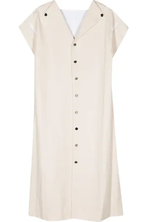 Plan C Robe longue en coton à col italien