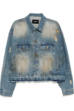 We11 Done Veste en jean à effet usé