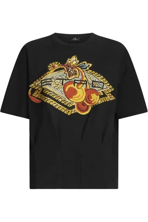 Etro T-shirt en coton à logo appliqué