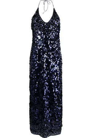 Oseree Robe sans manches ornée de sequins à dos nu
