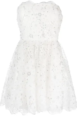 Self-Portrait Robe-bustier courte à ornements de perles