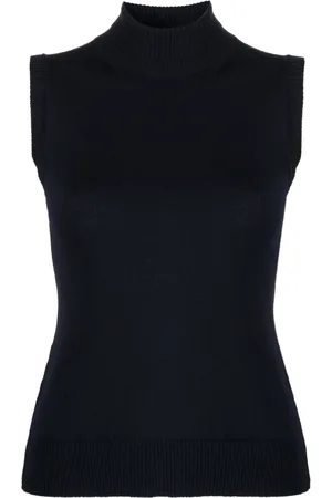 Sportmax Pull sans manches en laine vierge à col roulé