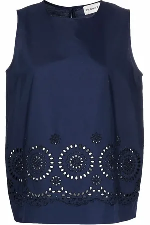 P.A.R.O.S.H. Blouse sans manches en broderie anglaise