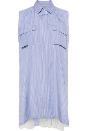 SACAI Robe-chemise rayée à design sans manches