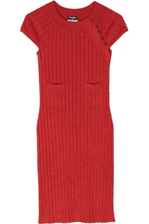 CHANEL Robe mi-longue en fil bouclé