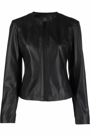 Armani Exchange Veste en cuir artificiel à design sans col