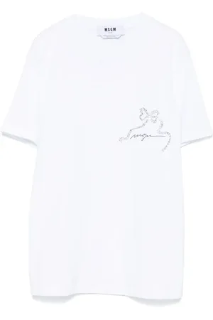 Msgm T-shirt à ruban orné de cristaux