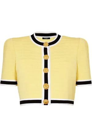 Balmain Cardigan crop à boutons Lion Head
