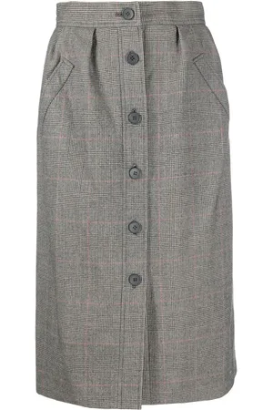 Saint Laurent Jupe boutonnée à carreaux