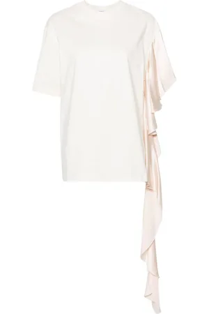 Msgm T-shirt en coton à manches drapées