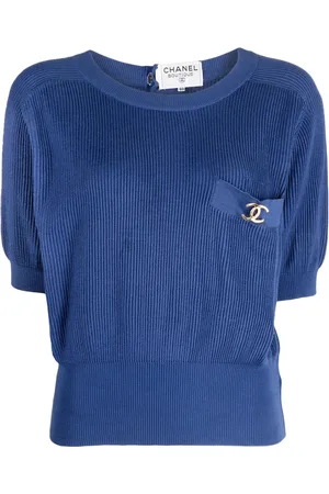 CHANEL Haut nervuré à boutons CC (années 1990-2000)
