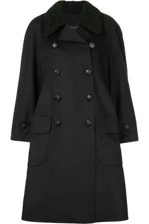 CHANEL Manteau croisé à col contrastant
