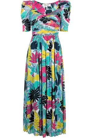 Diane von Furstenberg Robe fleurie à manches courtes