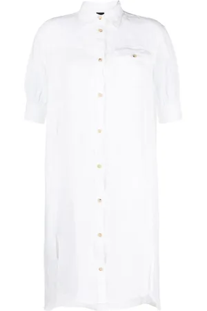 FAY Robe-chemise en lin à manches courtes