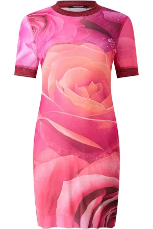 Roberto Cavalli Robe courte à roses imprimées