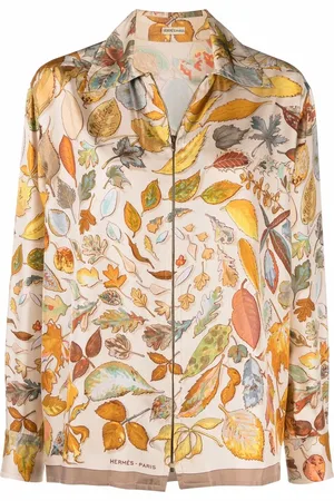 Hermès Chemise imprimée en soie (années 1990)