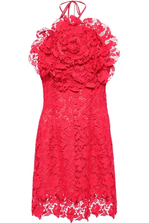 Oscar de la Renta Robe courte à fleurs appliquées