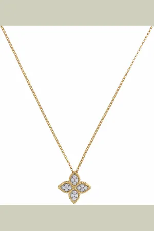 Roberto Coin Collier Princess Flower en 18ct à pendentif serti de diamants