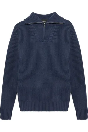 YVES SALOMON Pull zippé en maille nervurée