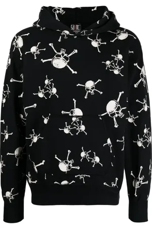 SAINT MXXXXXX Hoodie en coton à imprimé tête de mort