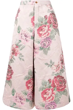 Comme des Garçons Pantalon palazzo crop à fleurs