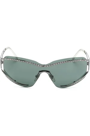 Salvatore Ferragamo Lunettes de soleil couvrantes à ornements en cristal