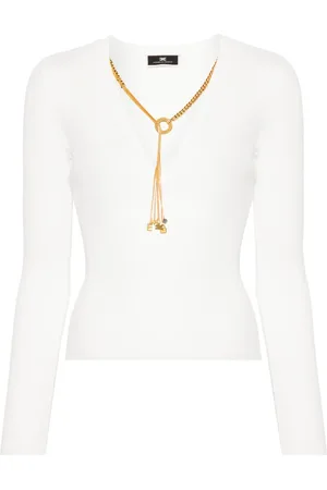 Elisabetta Franchi Pull nervuré à collier détachable