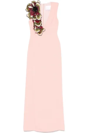 Costarellos Robe longue à appliques fleurs