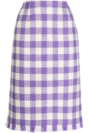 Oscar de la Renta Jupe mi-longue en tweed à carreaux
