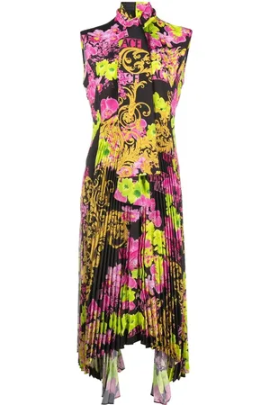 VERSACE Robe mi-longue à imprimé Logo Orchid