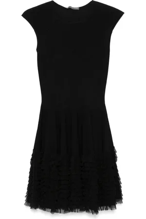 Alexander McQueen Robe en dentelle à ourlet volanté
