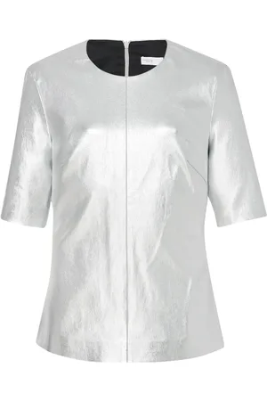 ROSETTA GETTY T-shirt en cuir à effet métallisé