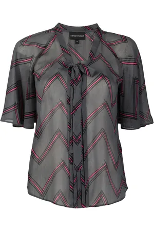 Emporio Armani Blouse nouée à motif zigzag
