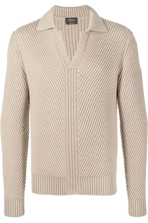 BRIONI Pull en maille nervurée à col v