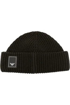 Emporio Armani Bonnet en laine vierge à patch logo