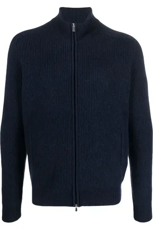 BARBA Cardigan en maille nervuré à fermeture zippée